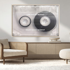 Vintage Cassette Tape Canvas Wall Art - Inspirational 'Life