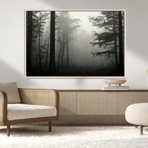 Misty Forest Wall Art Premium Canvas Print a Foggy and