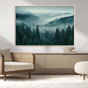 Captivating Misty Foggy Forest Wall Art Premium Canvas Print