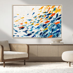 Abstract Fish Shoal Wall Art Canvas Print, Colorful Fish
