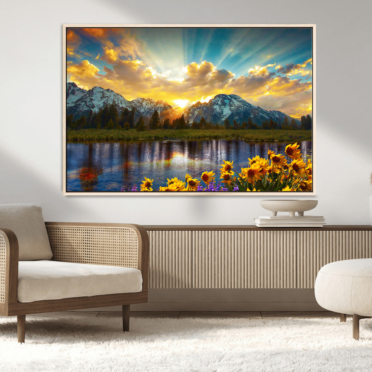 Grand Teton Park Sunrise Wall Art – Vibrant Landscape Canvas