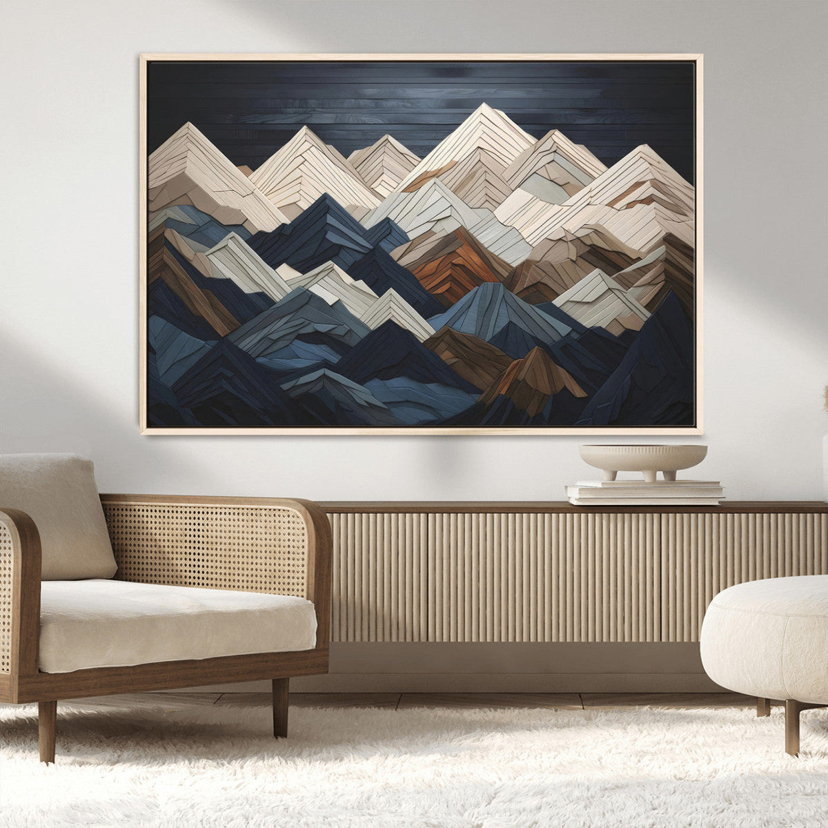 Mountain Wall Art – Modern Geometric Landscape Canvas Print,
