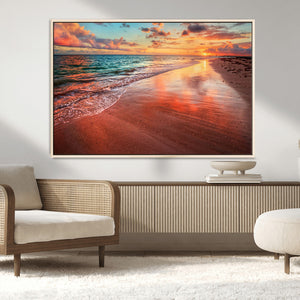 Sunset Beach Wall Art | Ocean Canvas Print | Coastal Wall