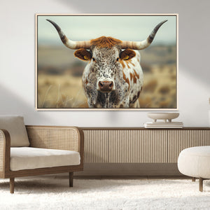 Texas Cow Longhorn Wall Art Canvas Print for Farm House Wall