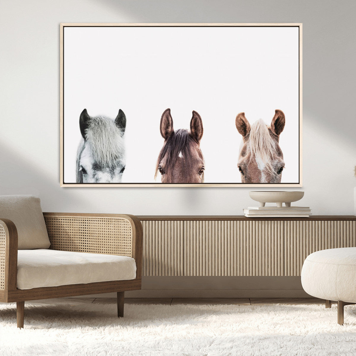 Horse Wall Art - Minimalist Horse Triptych Wall Art – Modern