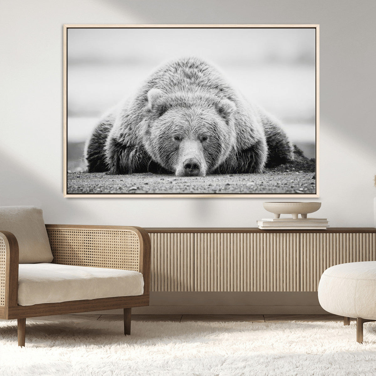 Resting Grizzly Bear Wall Art Canvas Print – Majestic Lazy