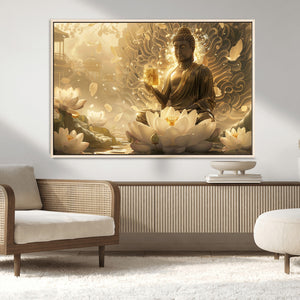 Golden Buddha Wall Art | Yoga Room Decor and Meditation Room