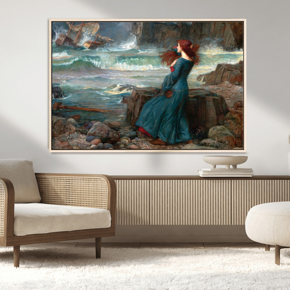 Miranda by the Shore Wall Art Canvas Print – Tempest Scene