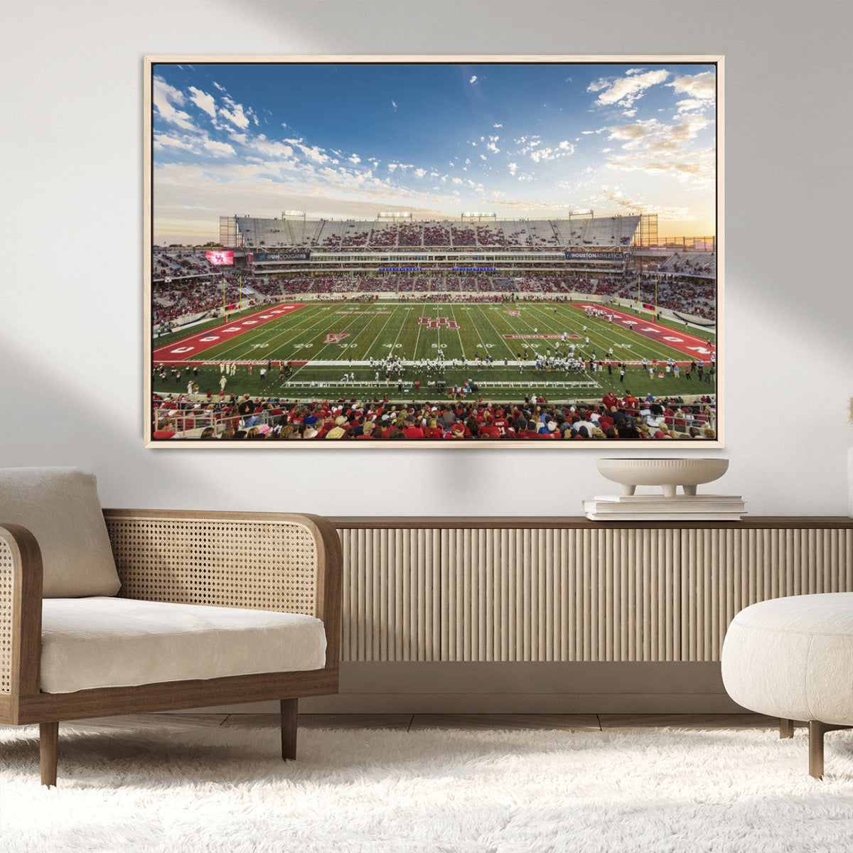 Framed Houston Cougars Football Team Print - Houston TDECU