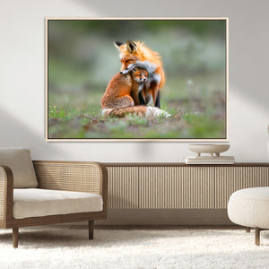 Heartwarming Fox and Baby Cub Wall Art | Ready to Hang