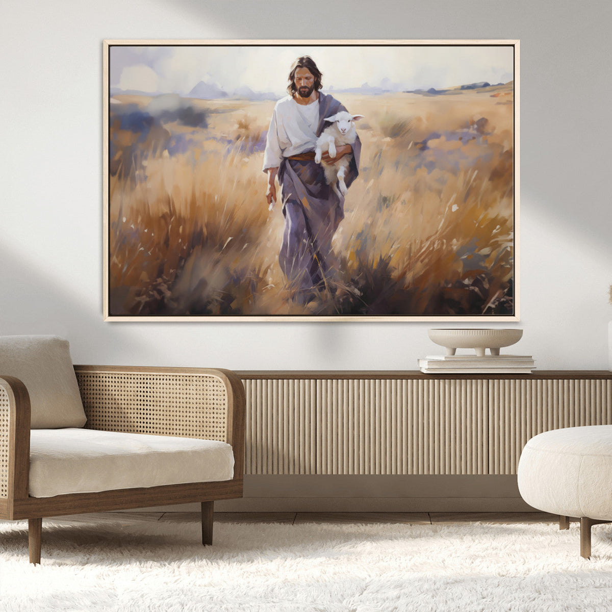 Jesus the Good Shepherd Wall Art Canvas Print - Lost Lamb