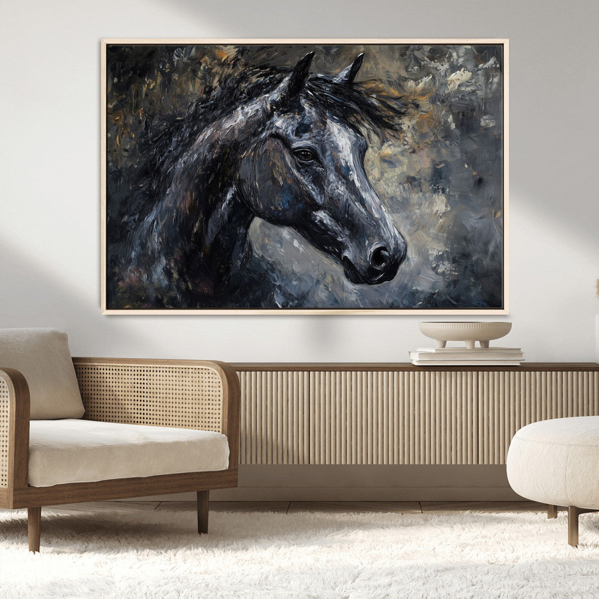 Large Abstract Horse Wall Art Canvas Print | Farmhouse Wall