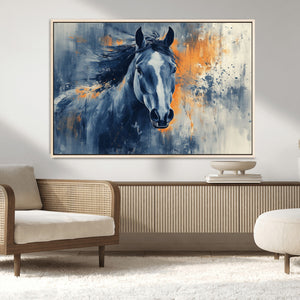 Abstract Blue Horse Wall Art Print Canvas | Horse Wall Art