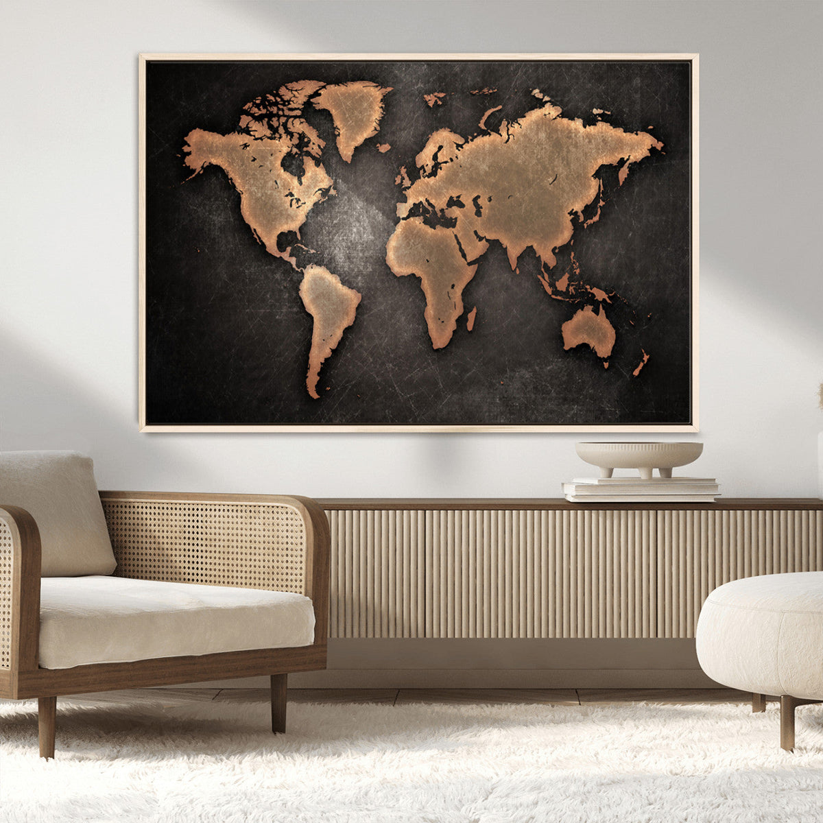 World Map Canvas Print – Framed Travel Map Wall Art for