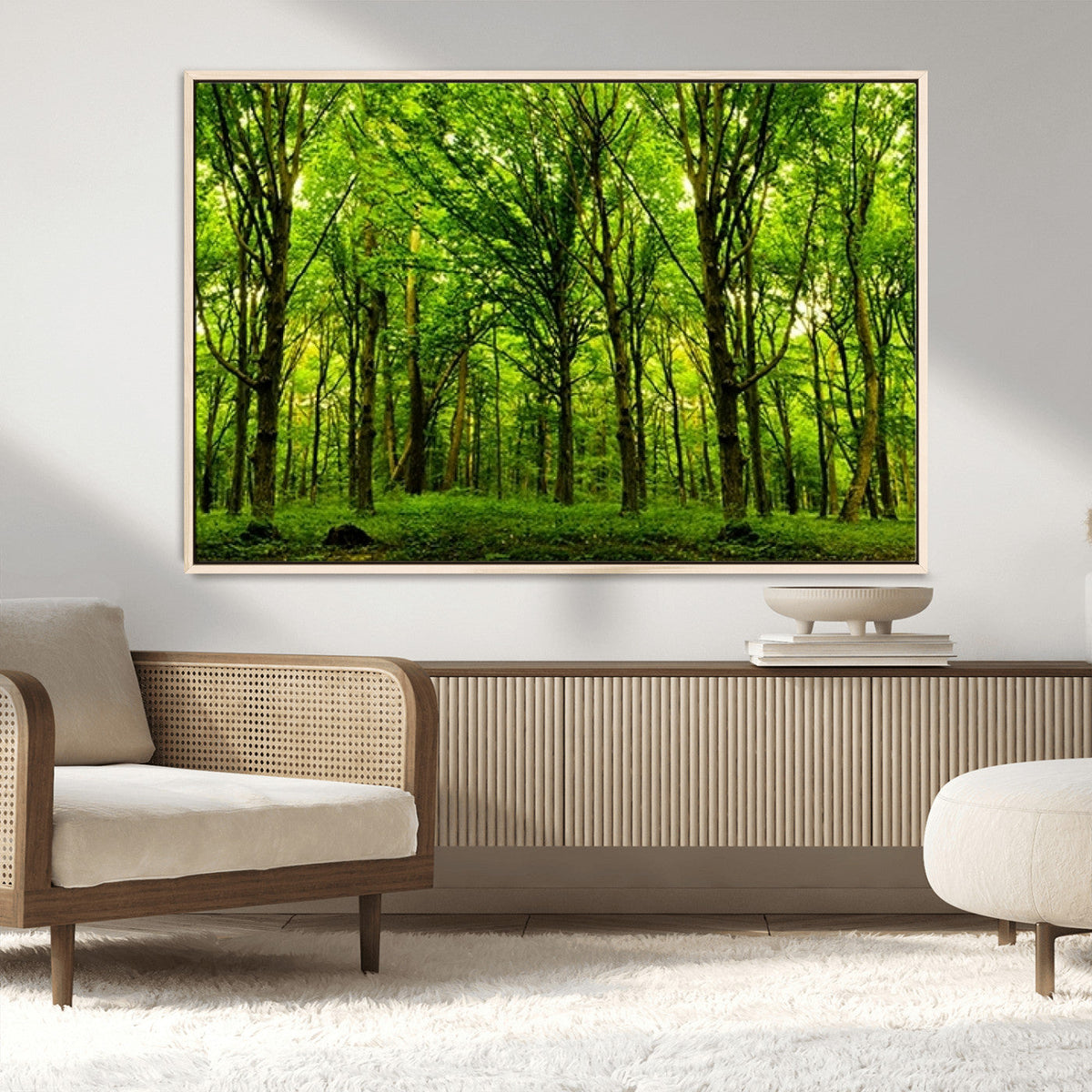 Lush Green Forest Canvas Print | 3-Panel Forest Wall Art |