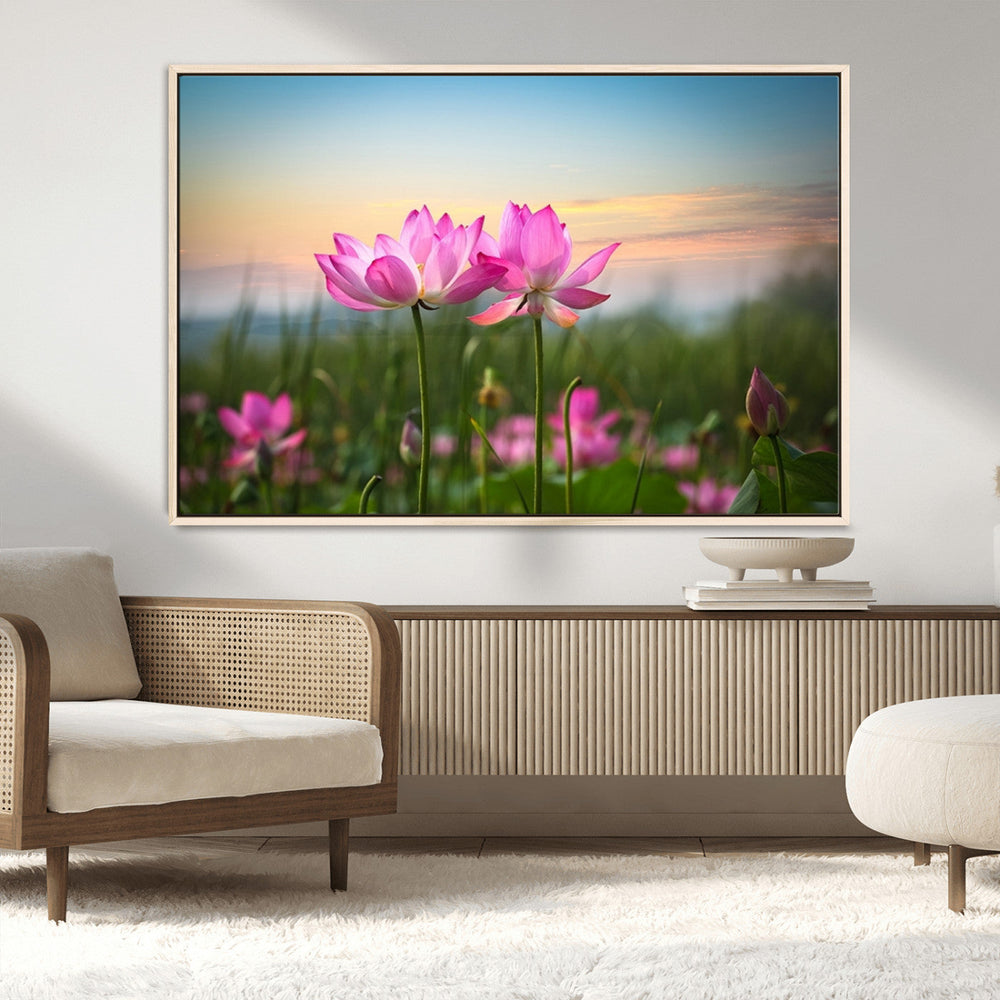 Pink Flower on the Mountain Canvas Print, Framed Pink Flower