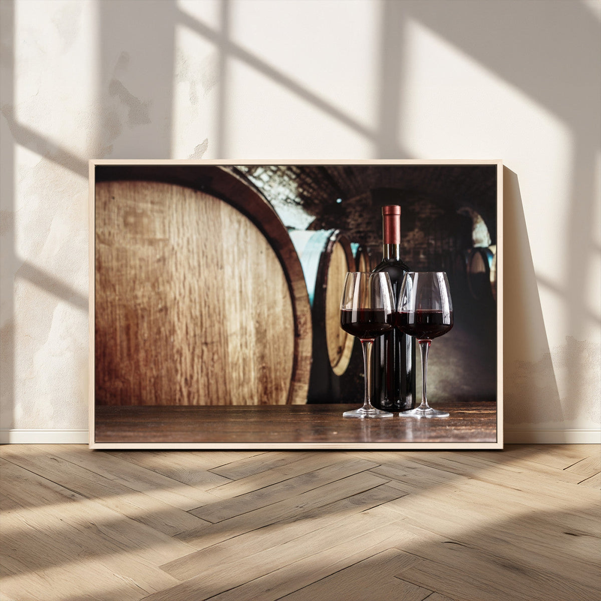 Wine and Barrel Wall Art Canvas Print