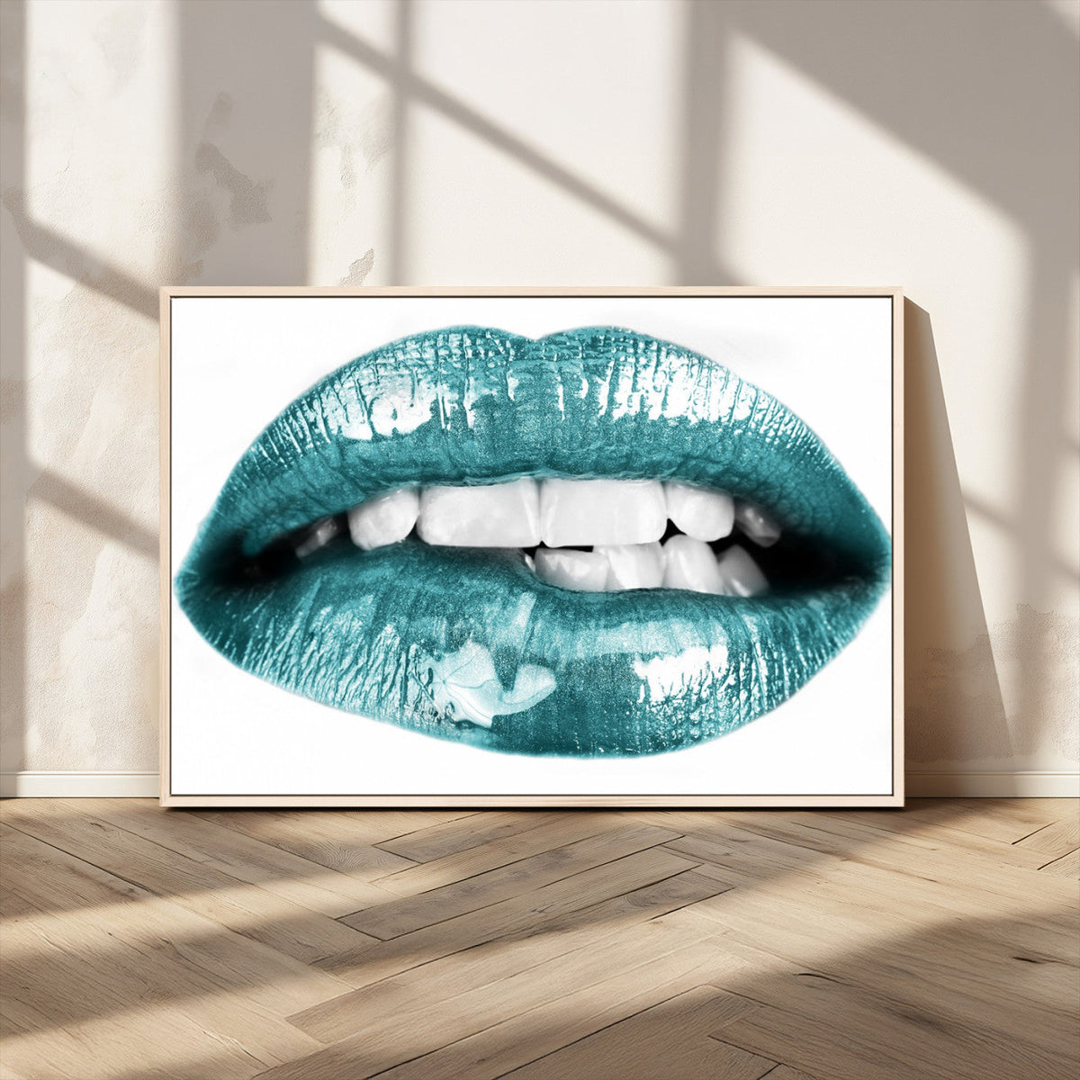 Blue Lips Wall Art Canvas Print