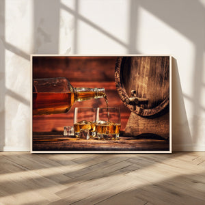 Whiskey and Cigar Canvas Wall Art | 3 Panel Bar Room Decor