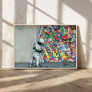 Banksy Colorful Street Graffiti Canvas Wall Art Print,