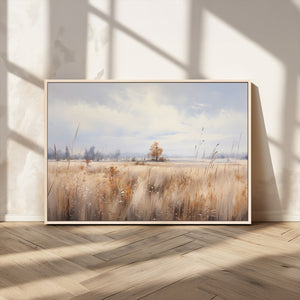 Golden Fields Wall Art Print Canvas – Serene Landscape of