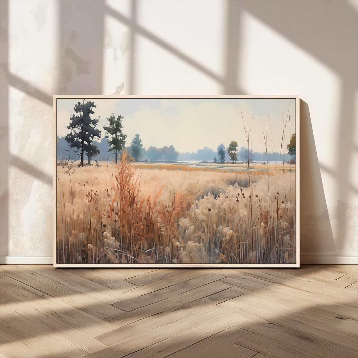 Golden Fields Canvas Wall Art Print – Serene Landscape of