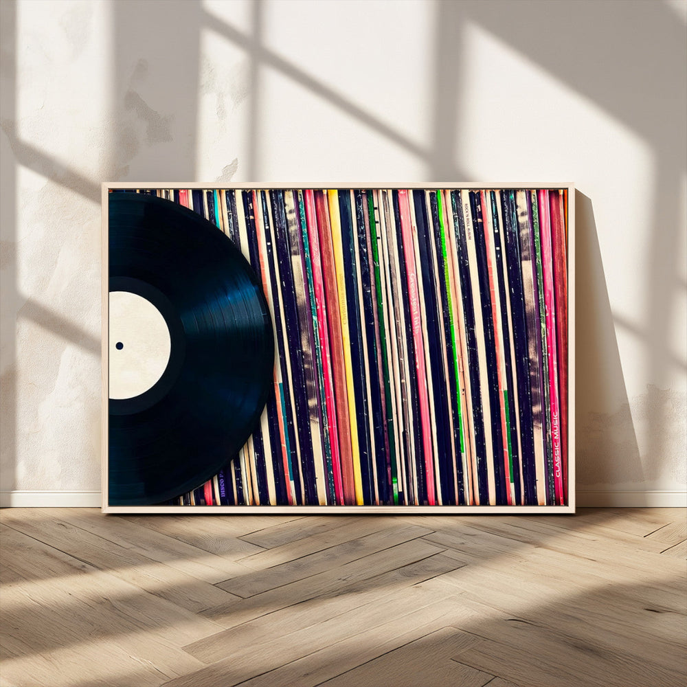 Vinyl Record and Album Collection Canvas Wall Art - Retro