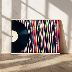 Vinyl Record and Album Collection Canvas Wall Art - Retro