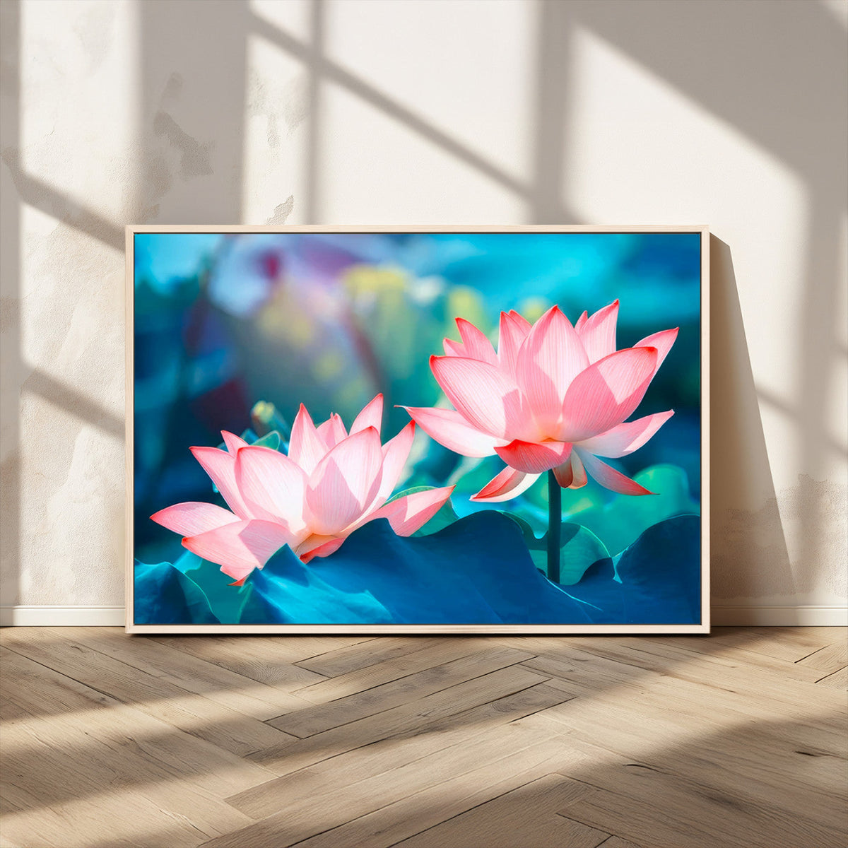 Pink Lotus Flower Canvas Wall Art | Vibrant Floral Wall