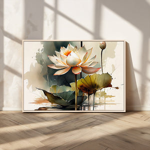 Lotus Flower Watercolor Canvas Print – A Symbol of Serenity