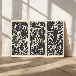 Modern Botanical Wall Art - Floral Black and White Canvas