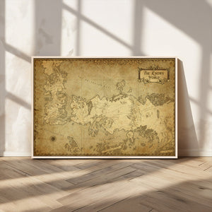 Vintage Game of Thrones Map Wall Art | Westeros and Essos