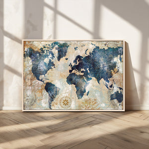 World Map Canvas Print – Framed Wall Art for Couples,