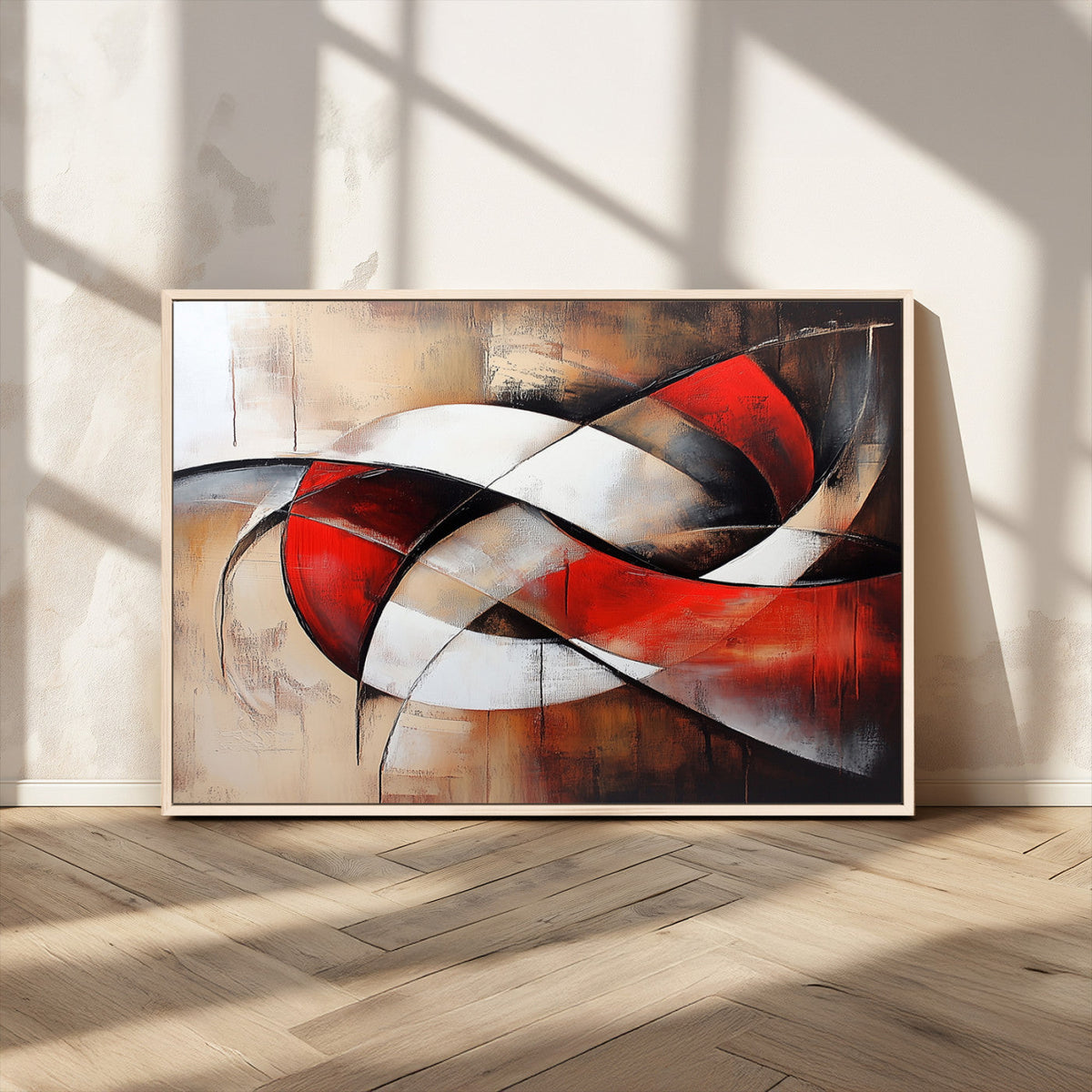 Abstract Wall Art - Modern Red and White Canvas Wall Art