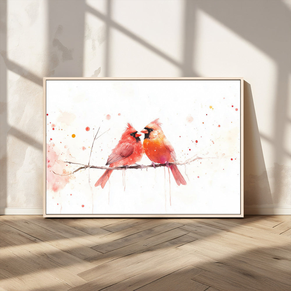 Cardinal Bird Canvas Wall Art - Male and Female Cardinal
