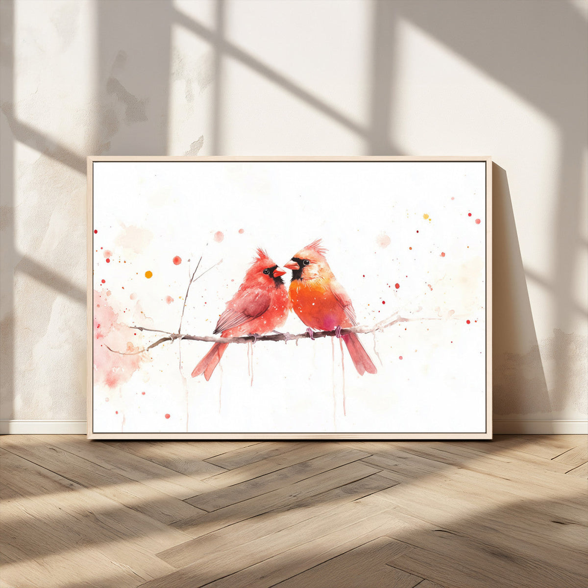 Cardinal Bird Canvas Wall Art - Male and Female Cardinal