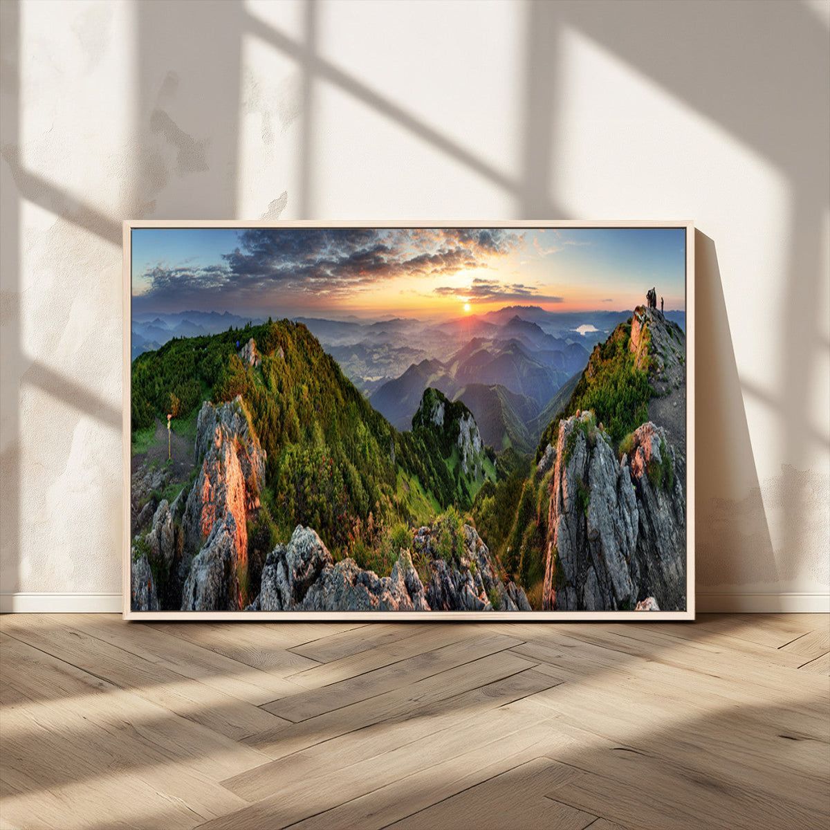 Mountain Sunset Panoramic Wall Art Canvas Print – Framed