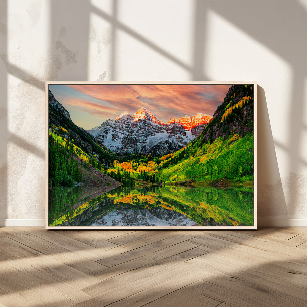 Maroon Bells Lake Wall Art Canvas Print – Framed Majestic
