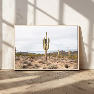 Saguaro Cactus Wall Art – Framed Desert Canvas Artwork,