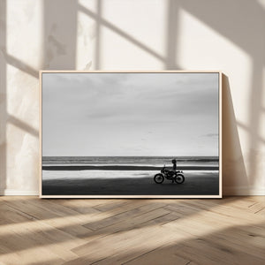Motorcycle Beach Wall Art Canvas Print – Framed Vintage
