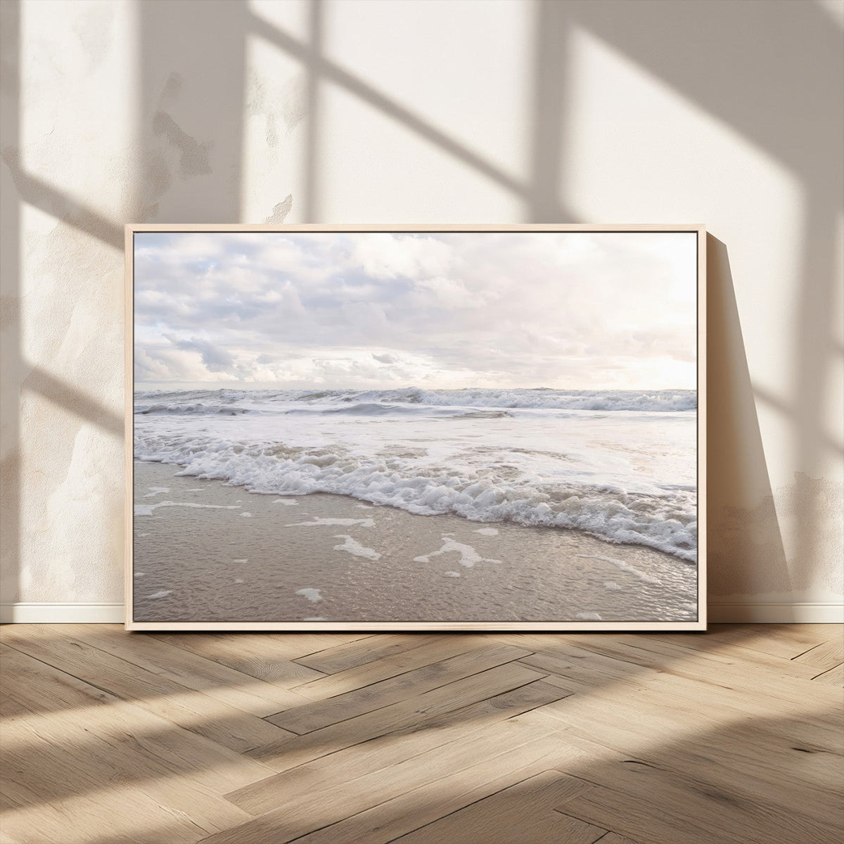 Ocean Waves Wall Art Canvas Print – Framed Coastal Shoreline