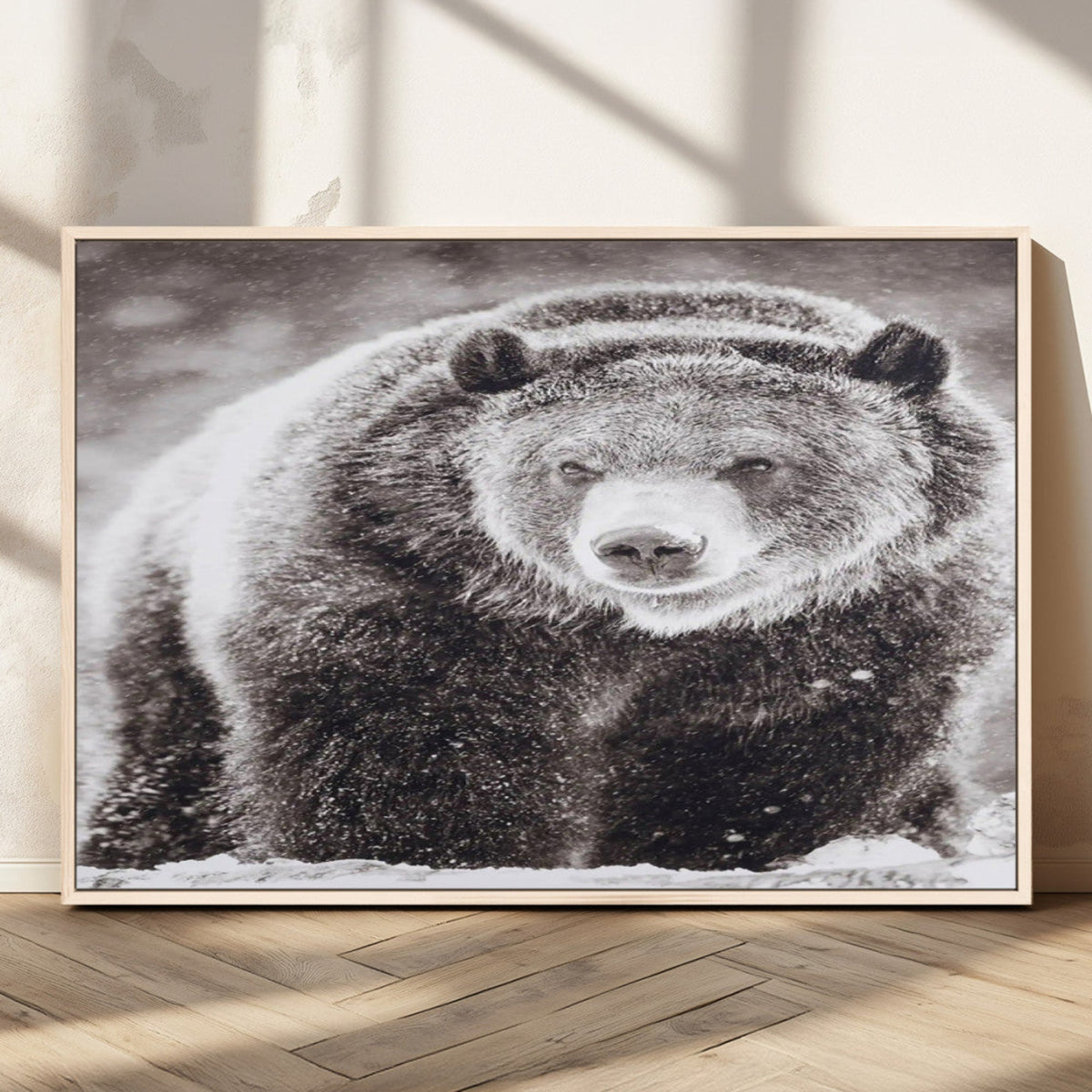 Grizzly Bear Wall Art Canvas Print – Framed Rustic Lodge Art