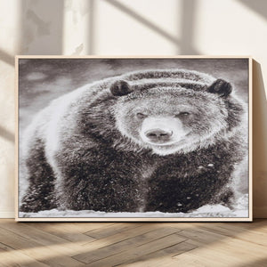 Grizzly Bear Wall Art Canvas Print – Framed Rustic Lodge Art