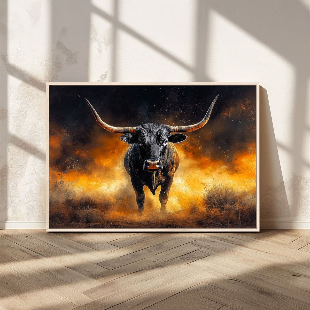 Longhorn Canvas Wall Art Canvas Print – Framed Bold Bull
