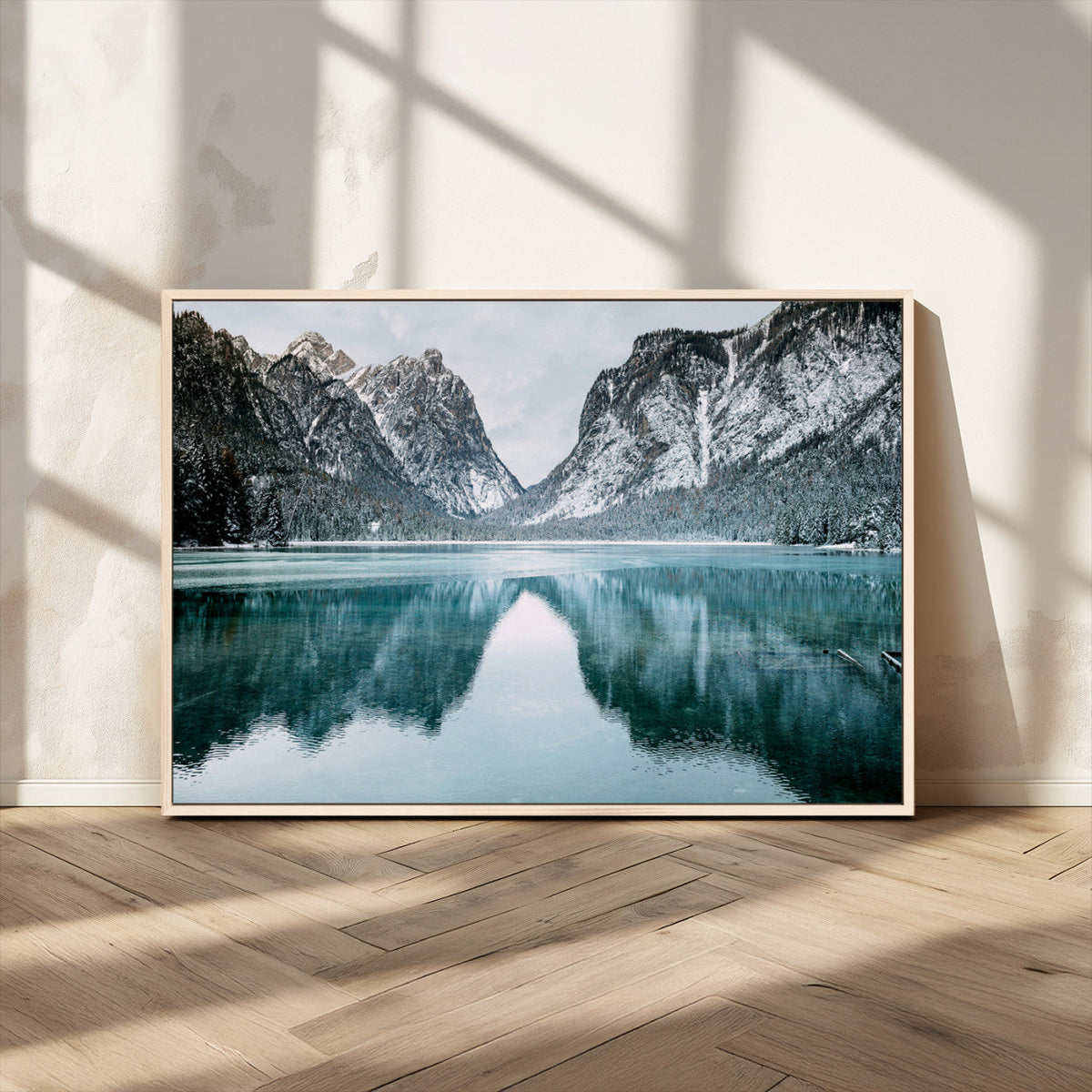 Mountain Lake Wall Art Canvas Print – Framed Toblacher See