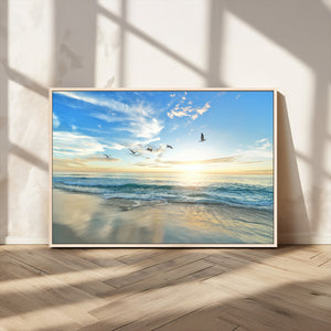 Minimalist Seaside Wall Art Canvas Print – Morning Glow