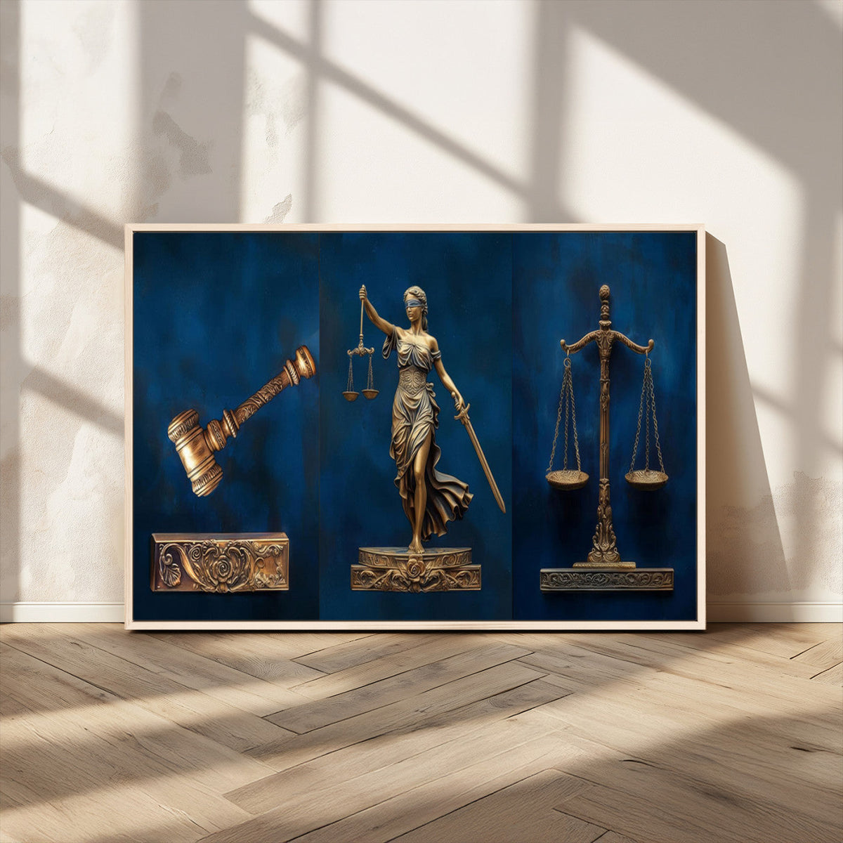 Lady Justice Wall Art Canvas Print – Elegant Gold Legal