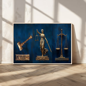 Lady Justice Wall Art Canvas Print – Elegant Gold Legal