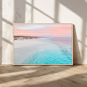 Serene Pastel Beach Wall Art Canvas Print, Tranquil Coastal