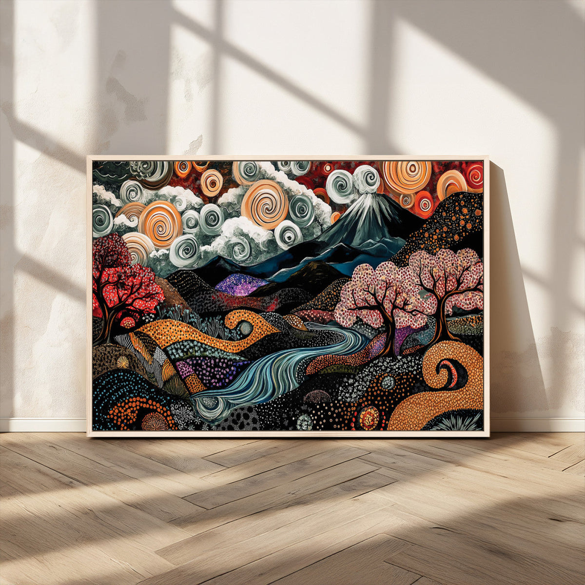 Whimsical Abstract Landscape Wall Art Canvas Print, Colorful
